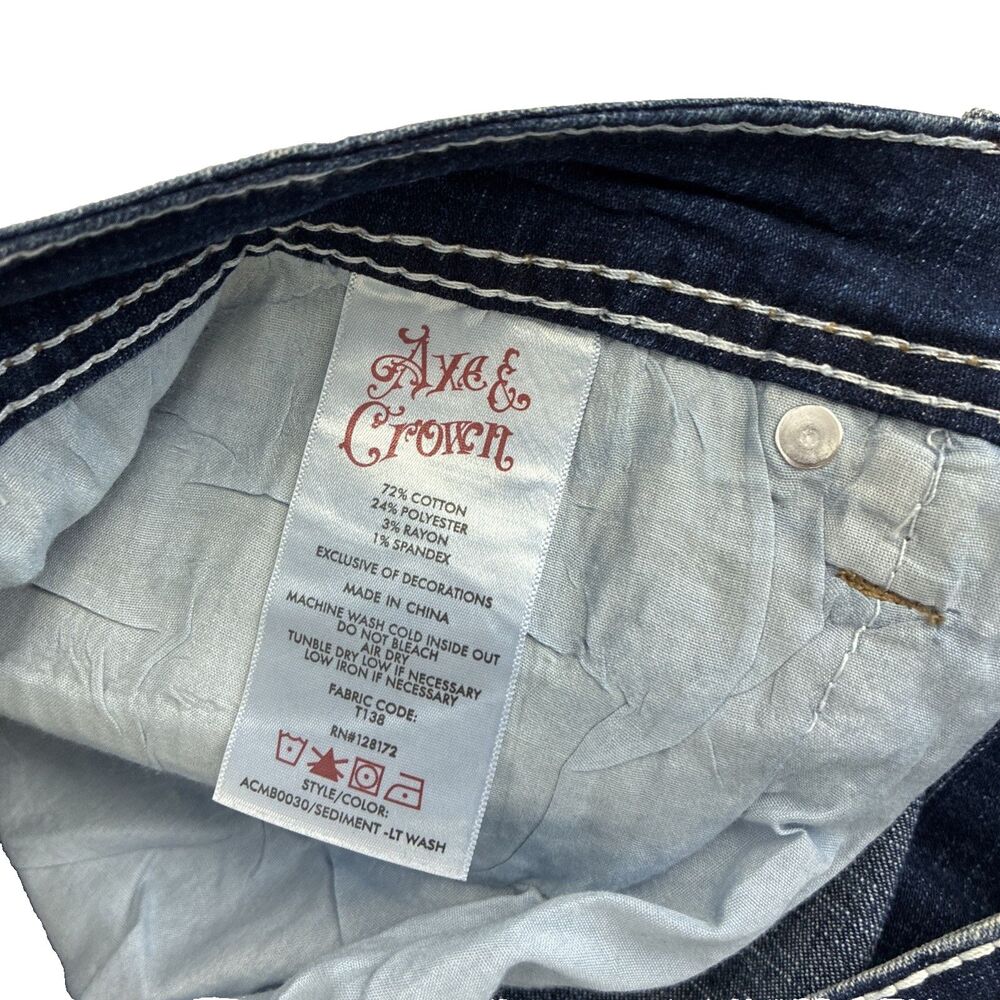 New Mens Axe & Crown Thick Stitch Denim Jean Shorts Size 36 Chrome Classic NWT - Picture 6 of 8